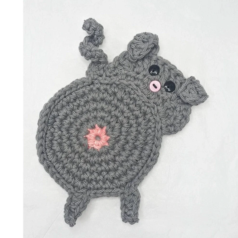 Crochet Animal Critter Butt Coasters Set of 4 Your Choice Handmade to Order
